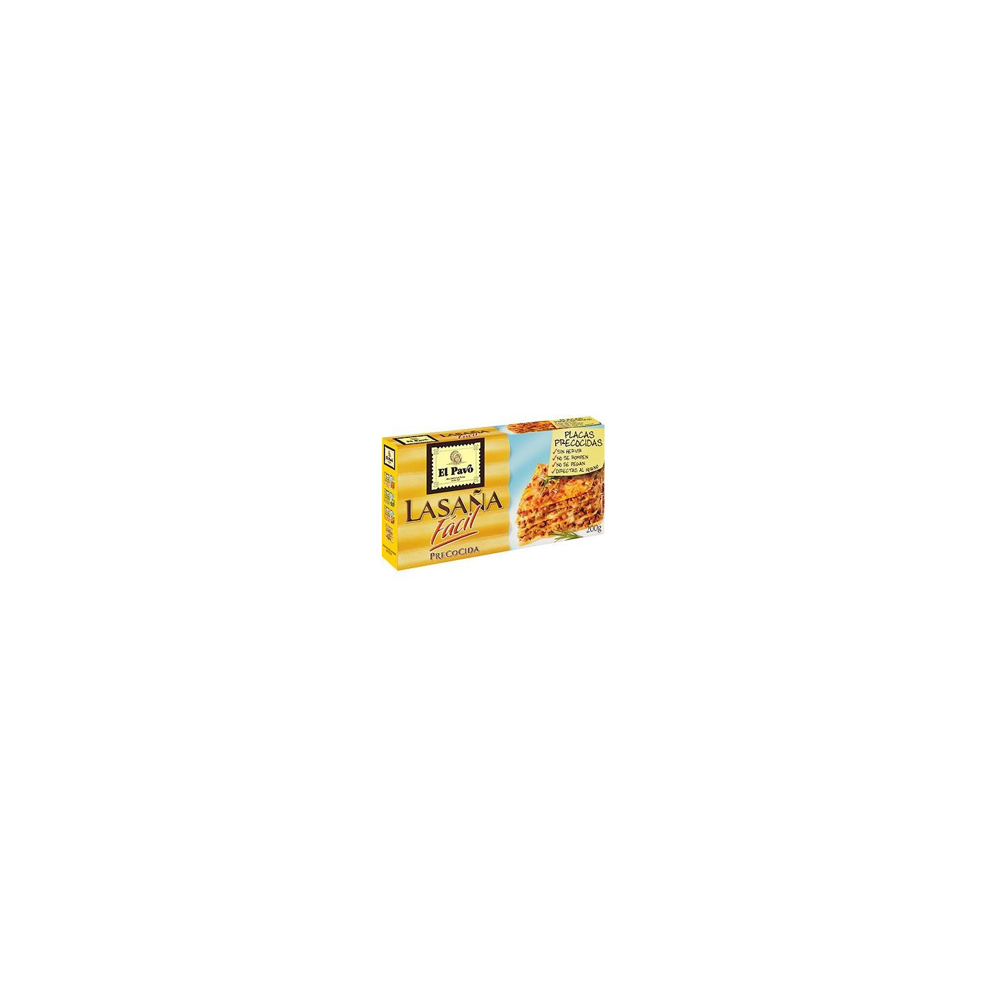 EL PAVO Pre-cooked instant lasagne 18 sheets box 200 g